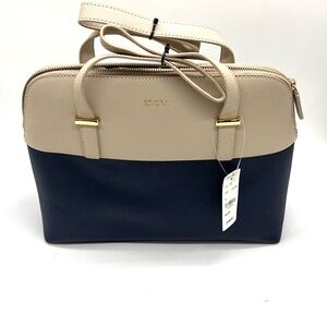 Brooks Brothers Blue and Tan Laptop Bag Elegant and Durable